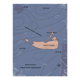 Pôster Mapa meteorológico de Nantucket EUA