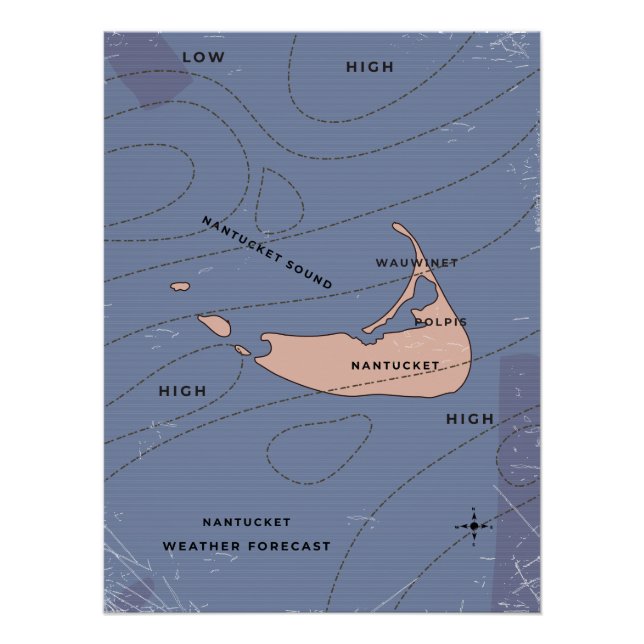 Pôster Mapa meteorológico de Nantucket EUA (Frente)