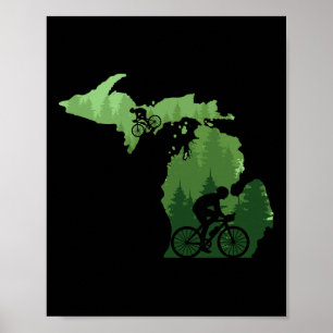 Poster Mapa Michigan Montanhista Bicicleta Mtb Ciclismo M