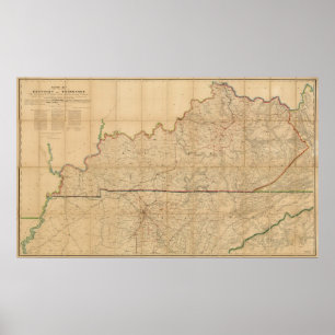 Pôster Mapa militar dos estados de Kentucky