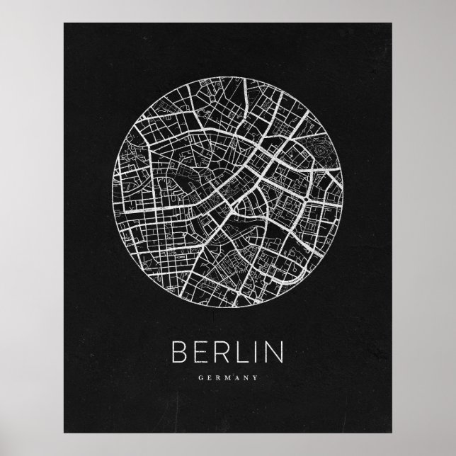 Poster Mapa Minimalista da Cidade de Berlim (Frente)