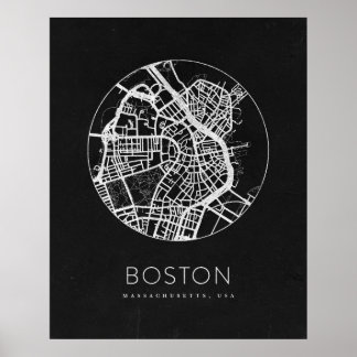 Poster Mapa Minimalista da Cidade de Boston