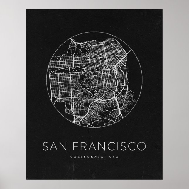 Poster Mapa Minimalista da Cidade de São Francisco (Frente)
