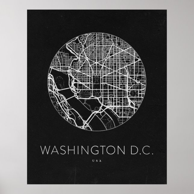 Poster Mapa Minimalista da Cidade de Washington DC (Frente)