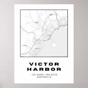 Poster Mapa Minimalista de Victor Harbour com Coordenadas