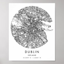 Poster Mapa Mínimo da Rua do Círculo Moderno de Dublin, I