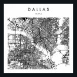 Poster Mapa Mínimo das Ruas Modernas de Dallas Texas<br><div class="desc">Mapa Mínimo das Ruas Modernas de Dallas Texas</div>