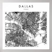 Mapa Mínimo das Ruas Modernas de Dallas Texas