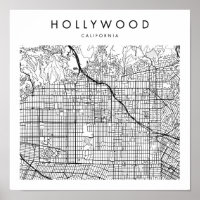 Mapa Mínimo das Ruas Modernas de Hollywood Califor