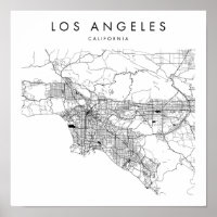 Mapa Mínimo das Ruas Modernas de Los Angeles Calif