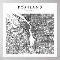 Mapa Mínimo das Ruas Modernas de Portland Oregon