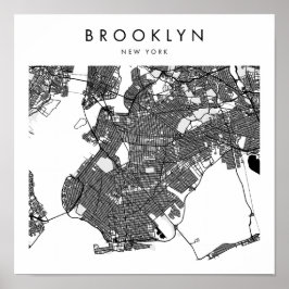 Poster Mapa Mínimo das Ruas Modernas do Brooklyn Nova Ior