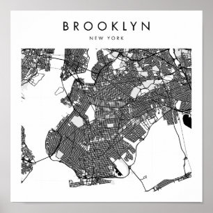 Poster Mapa Mínimo das Ruas Modernas do Brooklyn Nova Ior