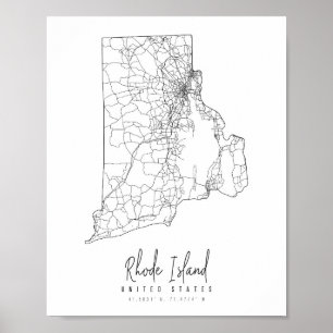 Poster Mapa Mínimo das Ruas Rhode Island