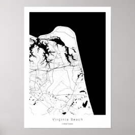 Poster Mapa Mínimo de Abstrato Simples da Virginia Beach