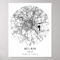 Mapa Mínimo do Círculo Moderno de Milão Italia
