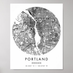 Poster Mapa Mínimo do Círculo Moderno de Portland Oregon