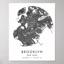 Poster Mapa Mínimo do Círculo Moderno do Brooklyn Nova Io