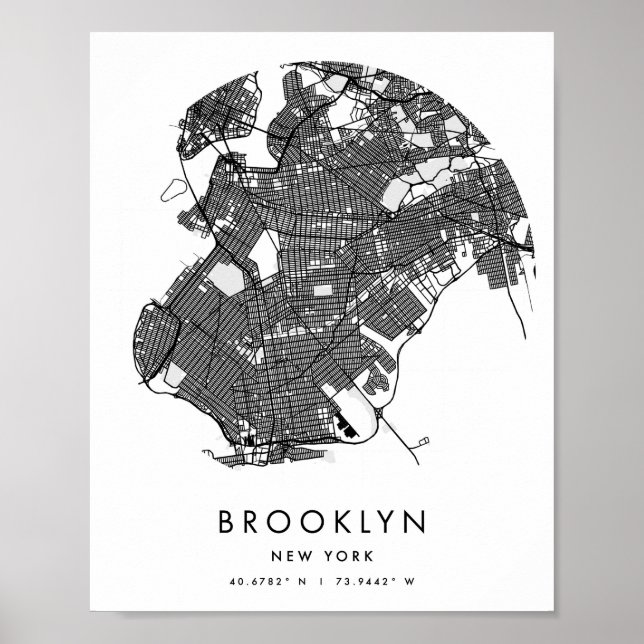 Poster Mapa Mínimo do Círculo Moderno do Brooklyn Nova Io (Frente)