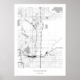 Poster Mapa Mínimo Simples da Arizona Scottsdale