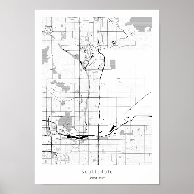 Poster Mapa Mínimo Simples da Arizona Scottsdale (Frente)