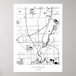 Poster Mapa Mínimo Simples Fort Wayne Indiana