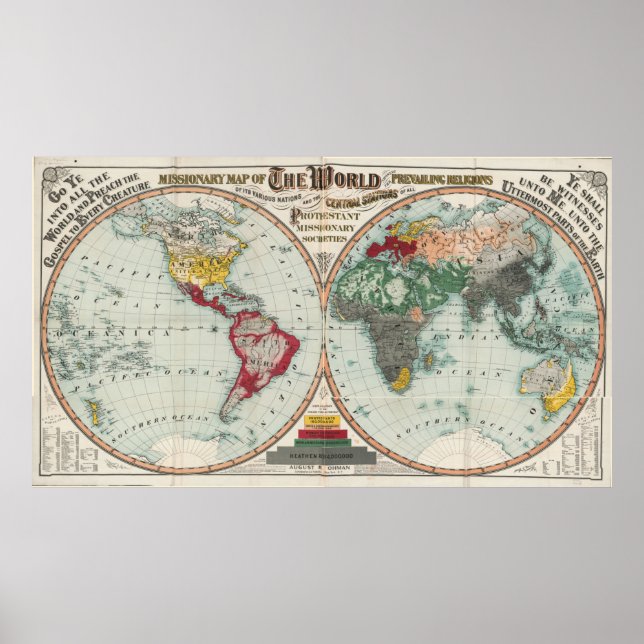 Poster Mapa Missionário do Mundo 1902 (Frente)