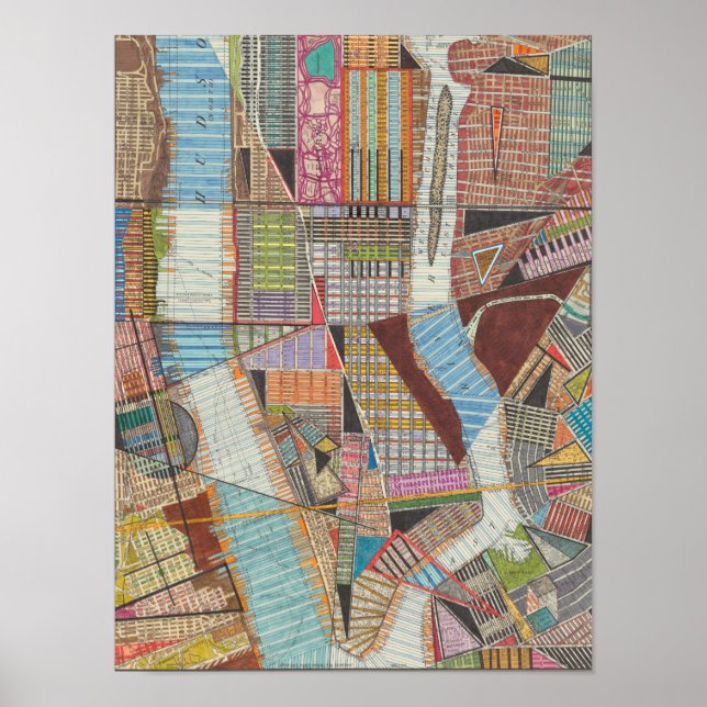 Poster Mapa moderno de Nova Iorque II (Frente)