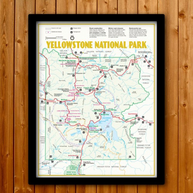 Poster Mapa moderno do Parque Nacional Yellowstone (Criador carregado)