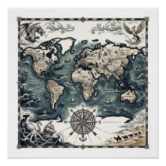Pôster Mapa Mundi