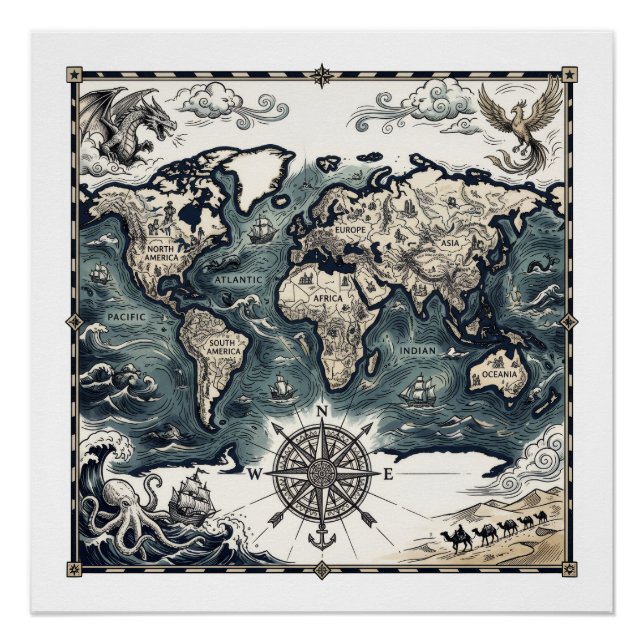 Pôster Mapa Mundi (Frente)