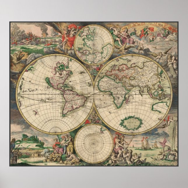 Pôster Mapa Mundial 1671 (Frente)