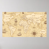 Mapa mundial antigo com fronteiras de países