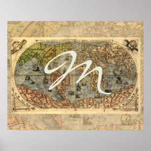 Poster Mapa Mundial Atlas Histórico Vintage
