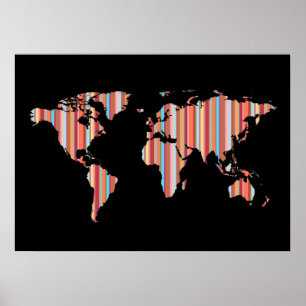 Poster mapa mundial com faixas