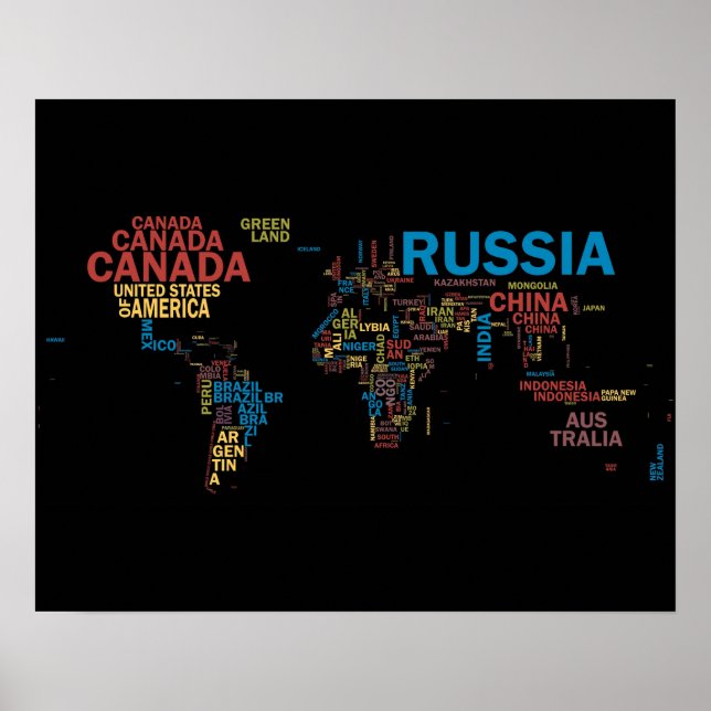 POSTER MAPA MUNDIAL COM NOMES DE PAÍSES (Frente)