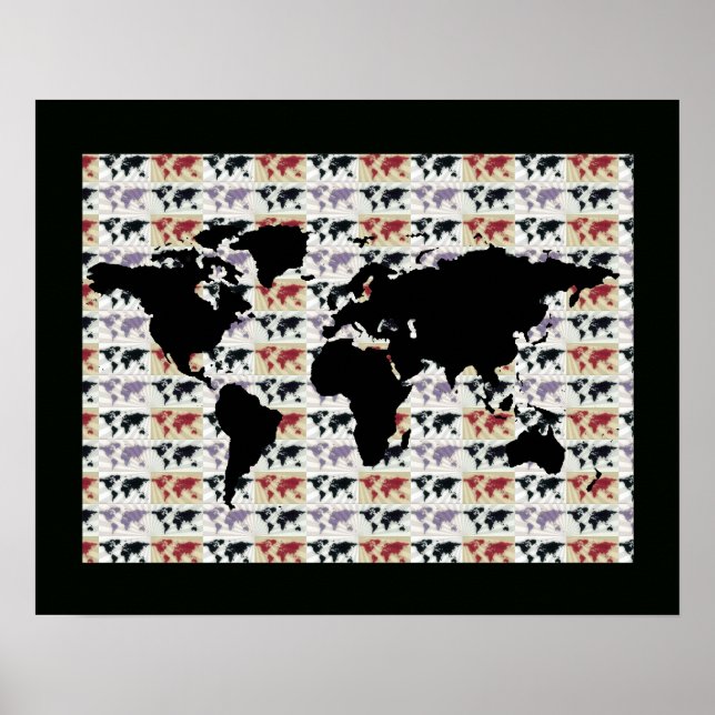 Poster mapa mundial com padrão (Frente)