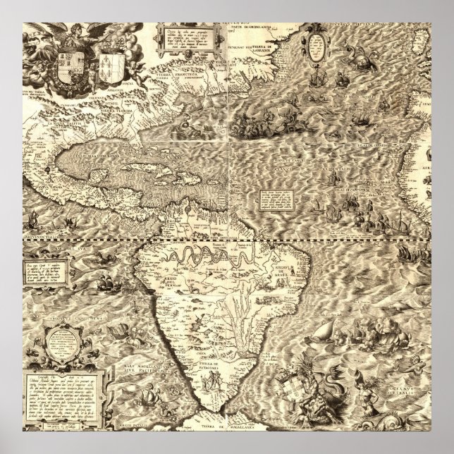 Poster Mapa Mundial da América por Diego Gutiérrez (Frente)