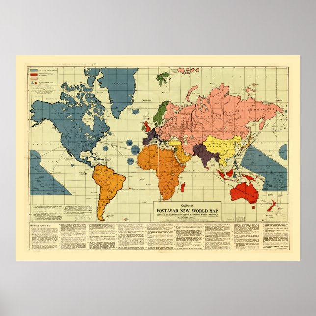 Poster Mapa Mundial da Guerra poste (1942) (Frente)
