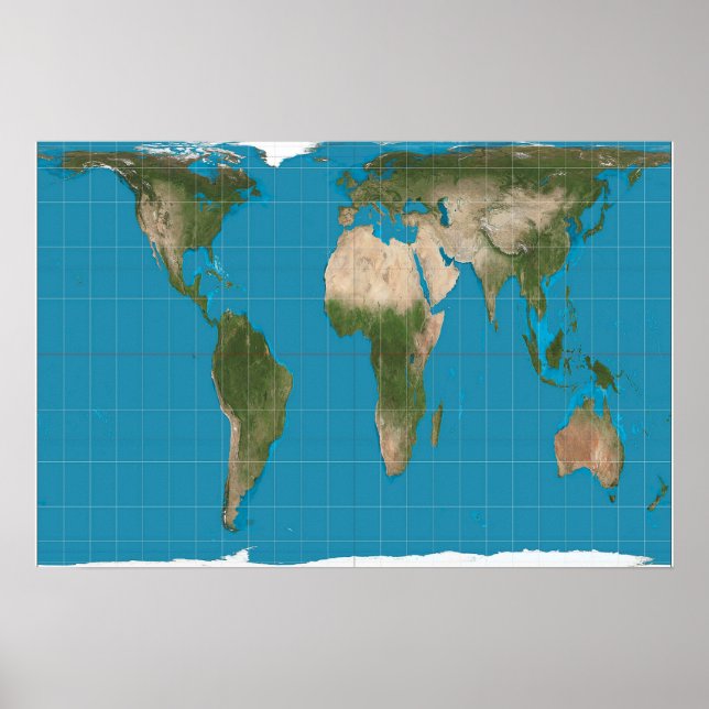 Poster Mapa Mundial da Projeção de Peters de Gall (Frente)