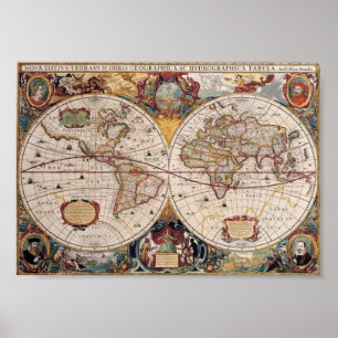 Poster Mapa mundial da Vintage