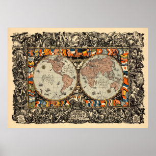 Poster Mapa mundial da Vintage