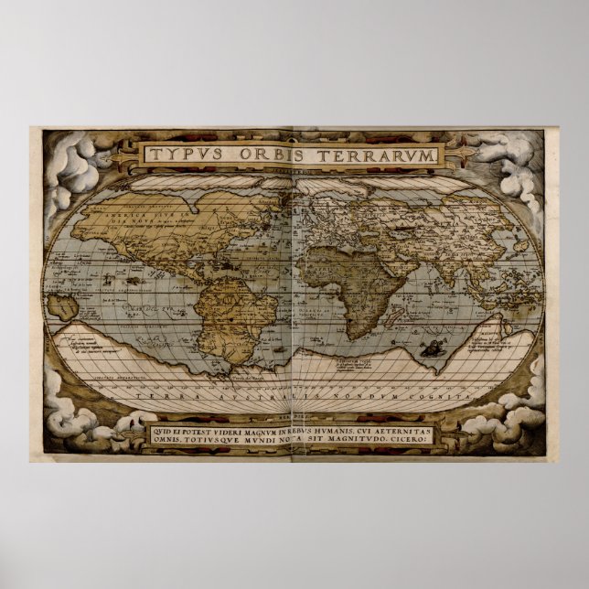 Poster Mapa Mundial de 1570 (Frente)