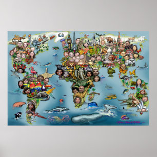 Poster Mapa mundial de diversão