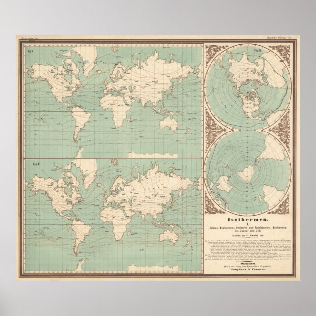 Poster Mapa Mundial de Isqueiros da Vintage (1850) (Frente)
