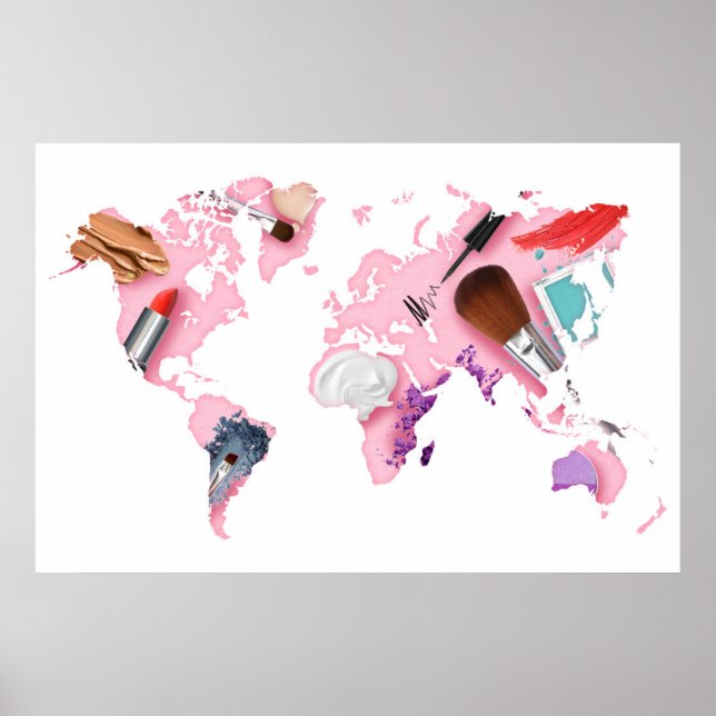 Poster Mapa Mundial de Pastel Comestics (Frente)