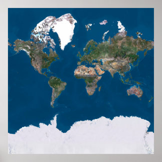Poster Mapa mundial de satélite de cor verdadeira