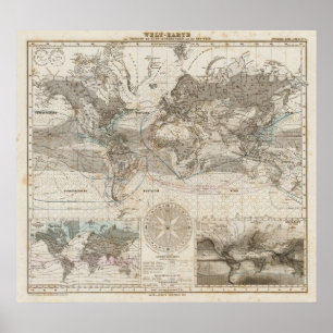 Poster Mapa mundial do fluxo de ar