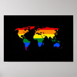 Pôster Mapa mundial do orgulho do arco-íris LGBT