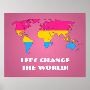 Poster Mapa mundial do orgulho pansexual